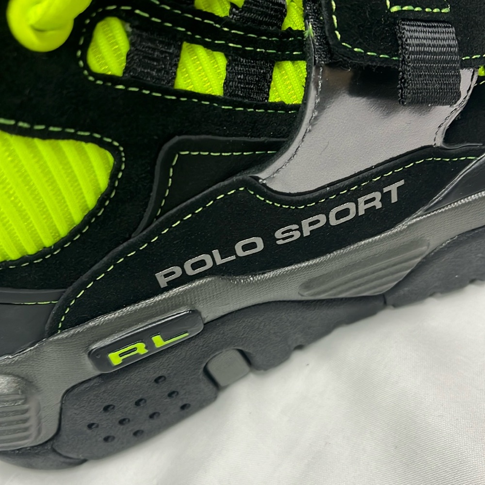 Ralph Lauren Polo Sport Mens shoes BlackYellow PS100 High Top RL Made in Vietnam - Picture 5 of 16